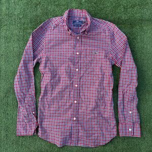 Men's vineyard vines classic preppy Red and Blue Checkered Shirt size XS